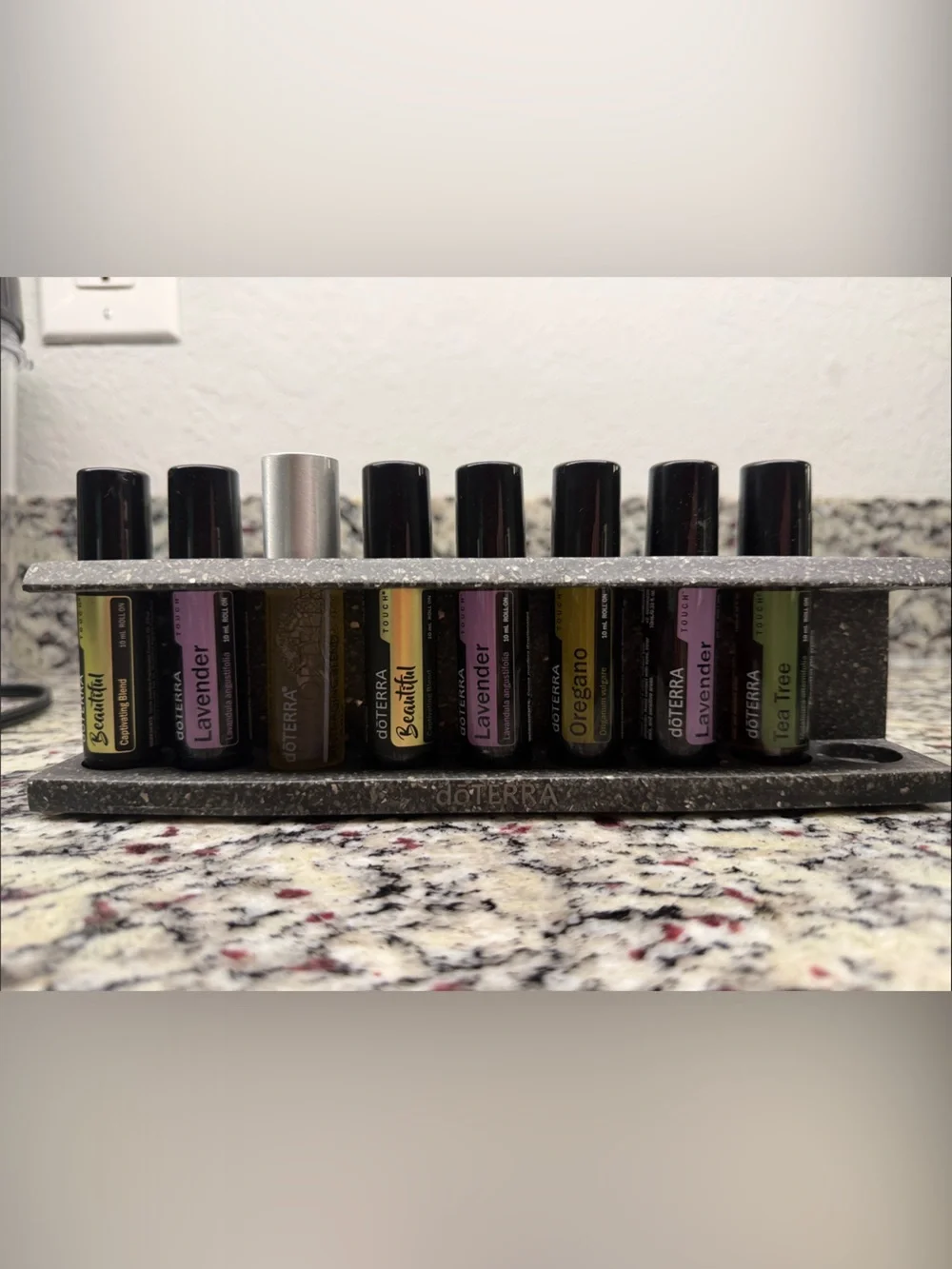 Doterra Roller Bottle Stand in Gray with Black Caps